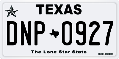TX license plate DNP0927