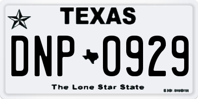 TX license plate DNP0929