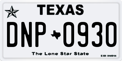 TX license plate DNP0930