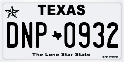 TX license plate DNP0932