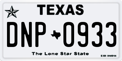 TX license plate DNP0933