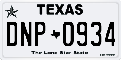 TX license plate DNP0934