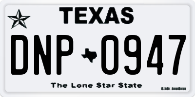 TX license plate DNP0947