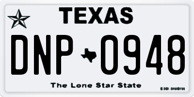 TX license plate DNP0948