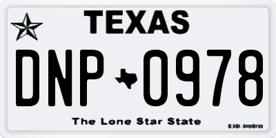 TX license plate DNP0978