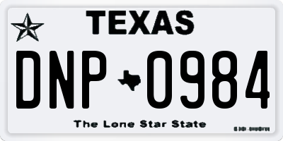TX license plate DNP0984
