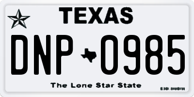 TX license plate DNP0985
