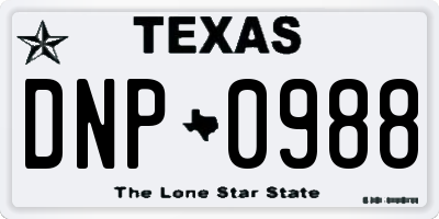 TX license plate DNP0988