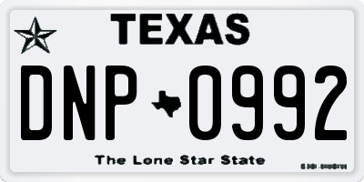 TX license plate DNP0992