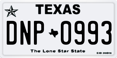 TX license plate DNP0993