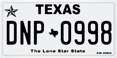 TX license plate DNP0998