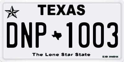 TX license plate DNP1003