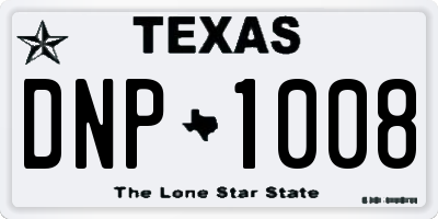 TX license plate DNP1008