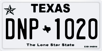 TX license plate DNP1020