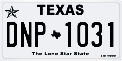 TX license plate DNP1031