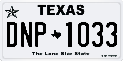 TX license plate DNP1033