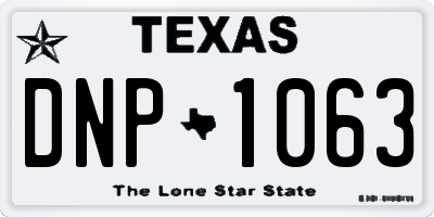 TX license plate DNP1063