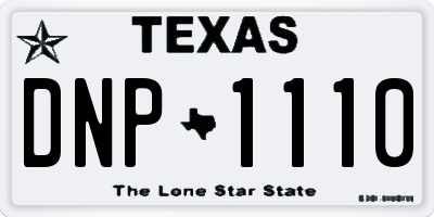 TX license plate DNP1110