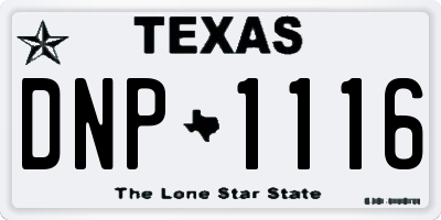 TX license plate DNP1116