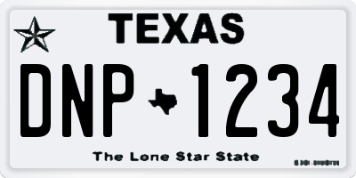 TX license plate DNP1234