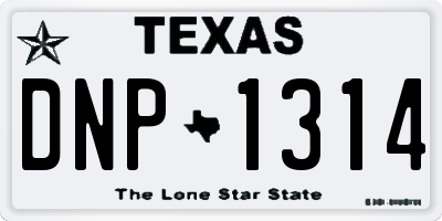 TX license plate DNP1314