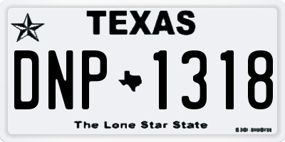 TX license plate DNP1318