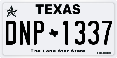 TX license plate DNP1337
