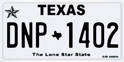 TX license plate DNP1402