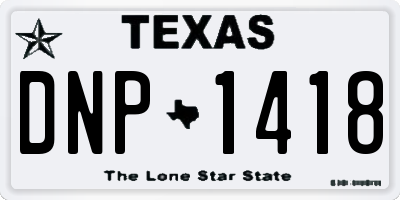 TX license plate DNP1418