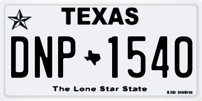 TX license plate DNP1540