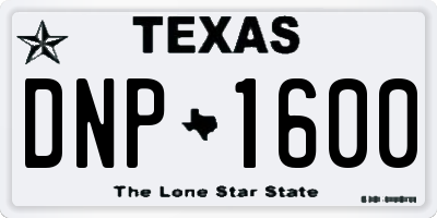 TX license plate DNP1600
