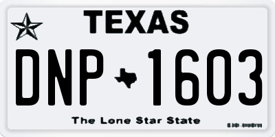 TX license plate DNP1603