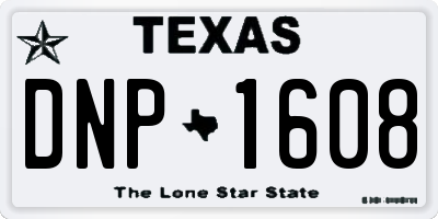 TX license plate DNP1608