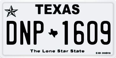 TX license plate DNP1609