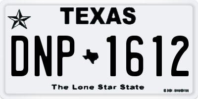 TX license plate DNP1612