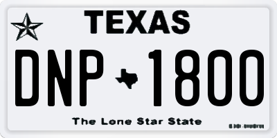 TX license plate DNP1800