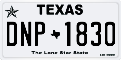 TX license plate DNP1830