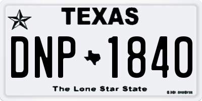 TX license plate DNP1840