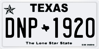 TX license plate DNP1920