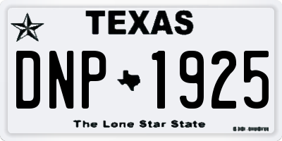 TX license plate DNP1925