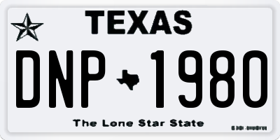 TX license plate DNP1980