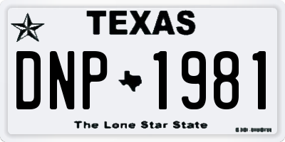 TX license plate DNP1981