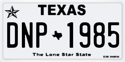 TX license plate DNP1985