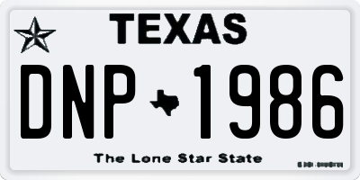TX license plate DNP1986