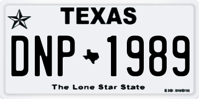 TX license plate DNP1989