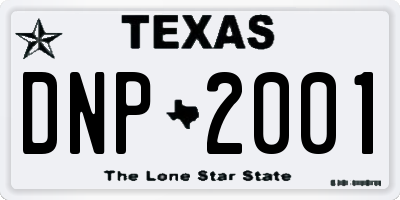 TX license plate DNP2001