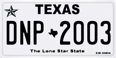 TX license plate DNP2003
