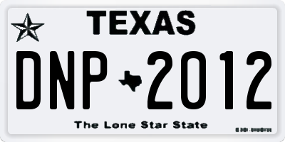 TX license plate DNP2012