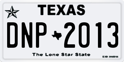 TX license plate DNP2013