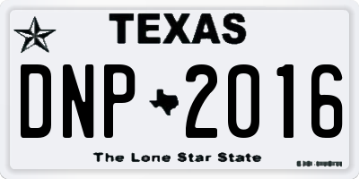 TX license plate DNP2016